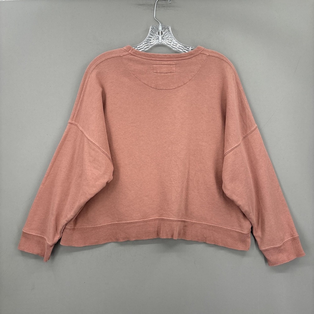 THE GREAT. Sweatshirt Small 1 Pink Terry Cropped Oversized Pullover Crewneck - Picture 11 of 12